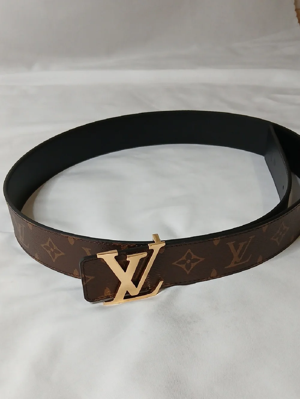 Louis Vuitton Brown Monogram Canvas Belt with Gold LV Buckle